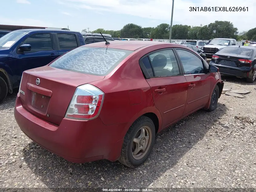 2008 Nissan Sentra 2.0 VIN: 3N1AB61EX8L626961 Lot: 45239361