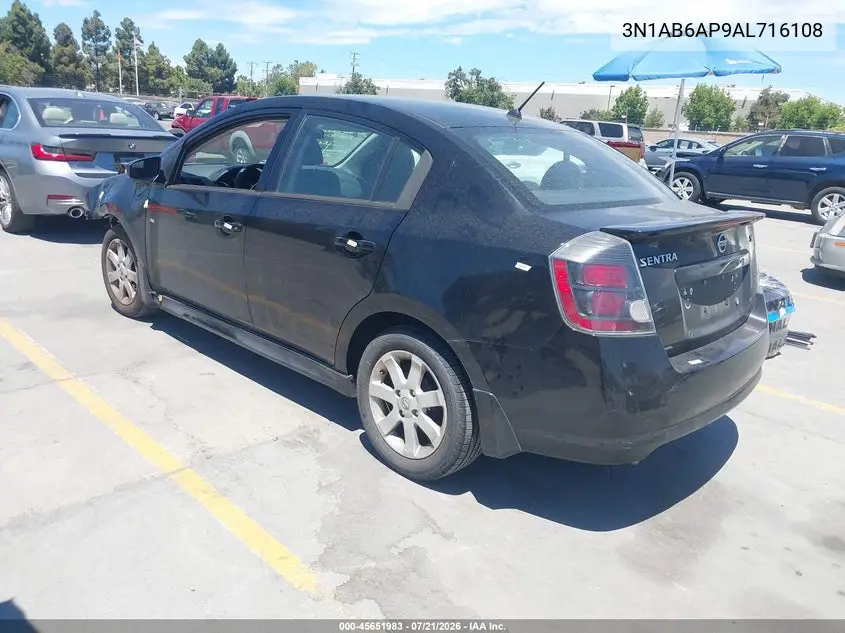 2010 Nissan Sentra 2.0Sr VIN: 3N1AB6AP9AL716108 Lot: 45651983