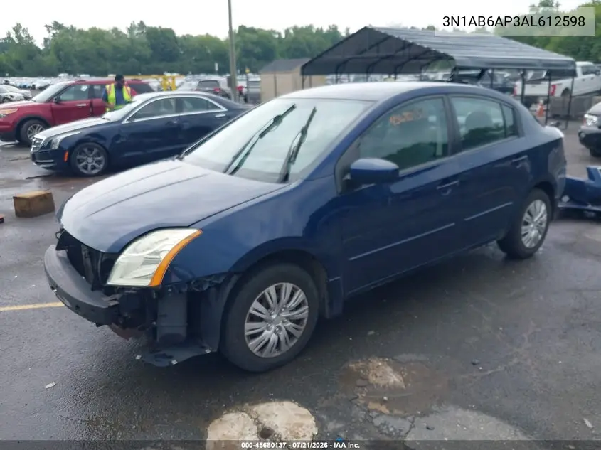 2010 Nissan Sentra 2.0 VIN: 3N1AB6AP3AL612598 Lot: 45680137
