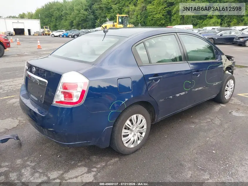 2010 Nissan Sentra 2.0 VIN: 3N1AB6AP3AL612598 Lot: 45680137