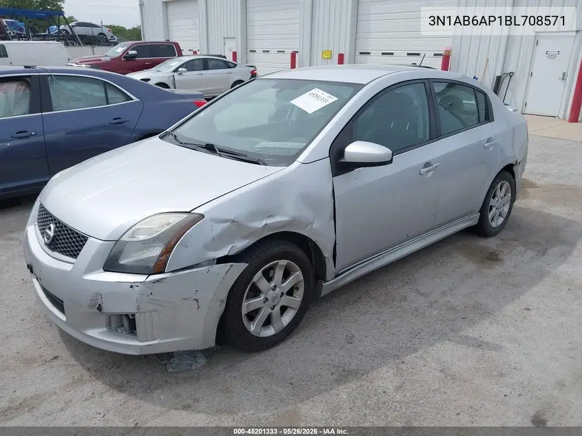 2011 Nissan Sentra 2.0Sr VIN: 3N1AB6AP1BL708571 Lot: 45201333