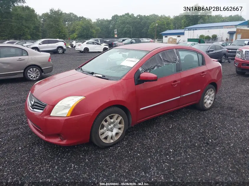 2011 Nissan Sentra 2.0S VIN: 3N1AB6AP2BL662667 Lot: 45208883