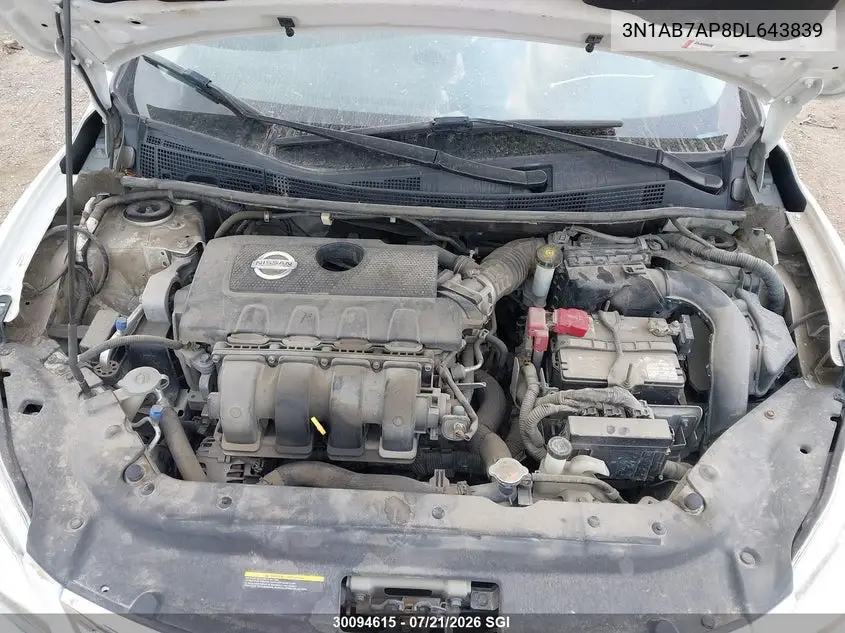 2013 Nissan Sentra S/Sv/Sr/Sl VIN: 3N1AB7AP8DL643839 Lot: 30094615