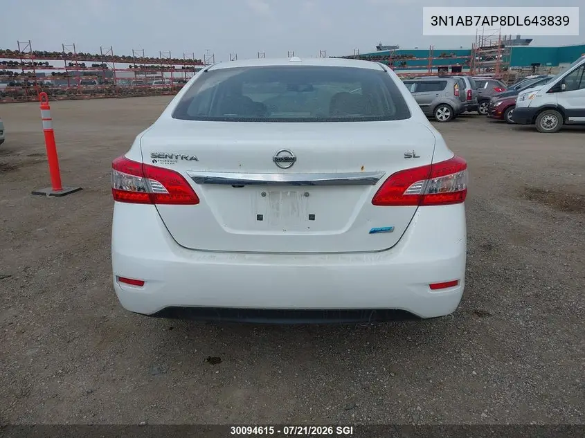 2013 Nissan Sentra S/Sv/Sr/Sl VIN: 3N1AB7AP8DL643839 Lot: 30094615