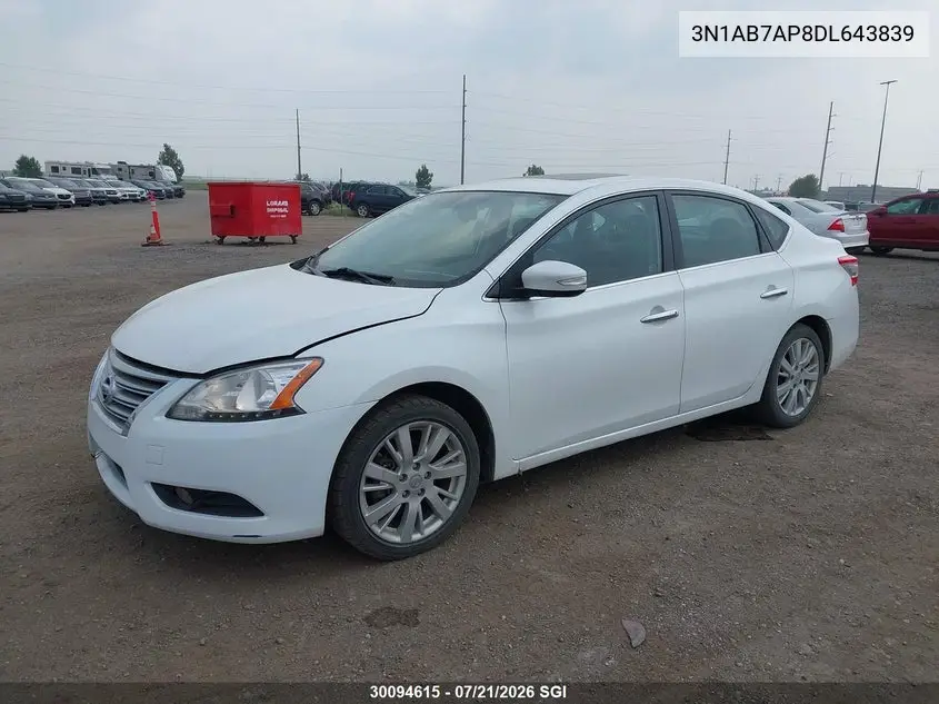 2013 Nissan Sentra S/Sv/Sr/Sl VIN: 3N1AB7AP8DL643839 Lot: 30094615