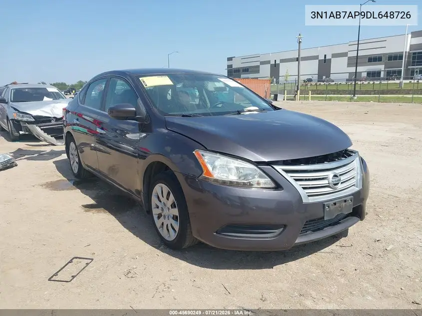 2013 Nissan Sentra Sv VIN: 3N1AB7AP9DL648726 Lot: 45690249