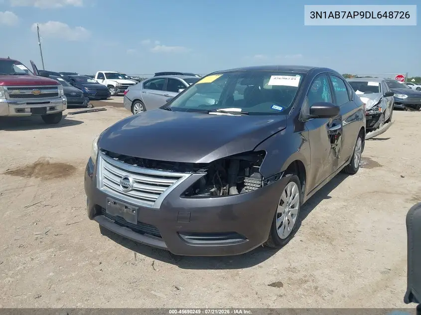2013 Nissan Sentra Sv VIN: 3N1AB7AP9DL648726 Lot: 45690249