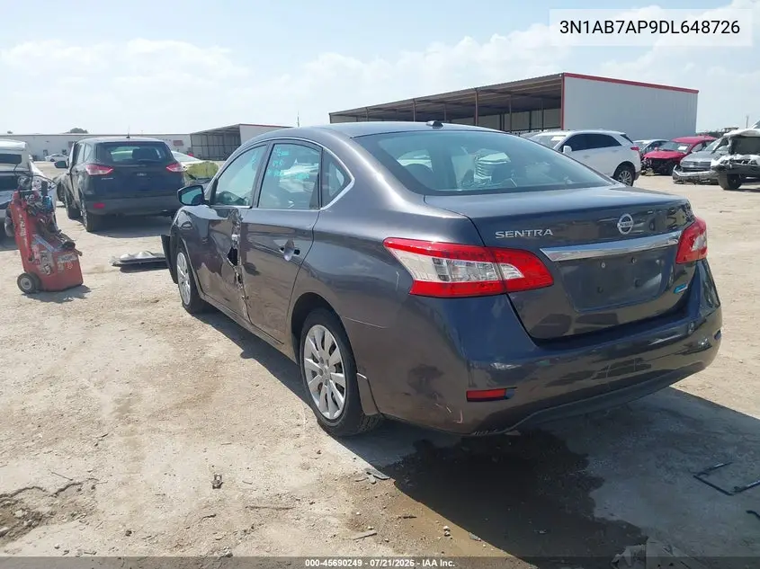 2013 Nissan Sentra Sv VIN: 3N1AB7AP9DL648726 Lot: 45690249
