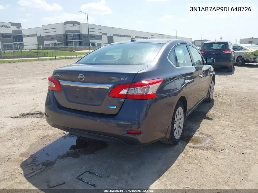2013 Nissan Sentra Sv VIN: 3N1AB7AP9DL648726 Lot: 45690249
