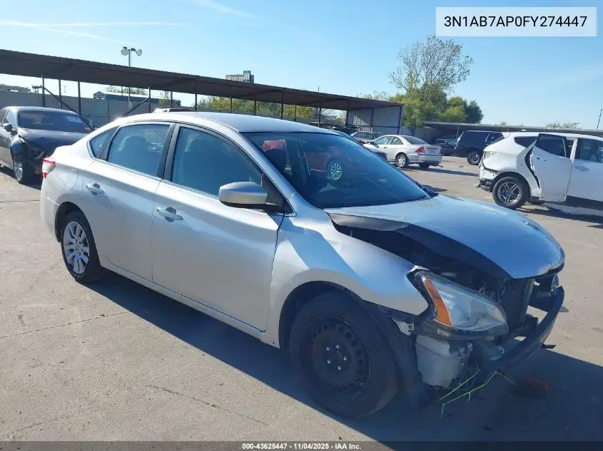 3N1AB7AP0FY274447 2015 Nissan Sentra S