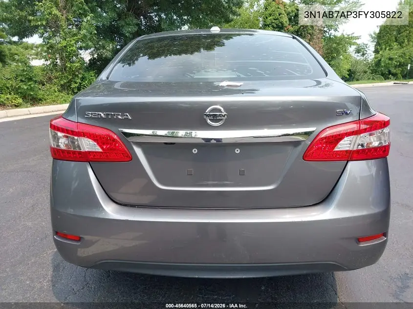 2015 Nissan Sentra Sv VIN: 3N1AB7AP3FY305822 Lot: 45640565