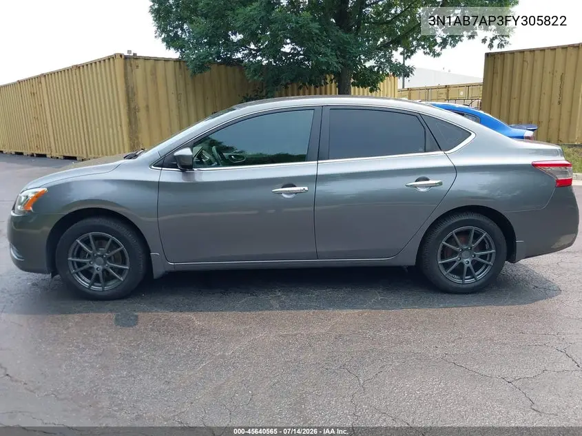 2015 Nissan Sentra Sv VIN: 3N1AB7AP3FY305822 Lot: 45640565