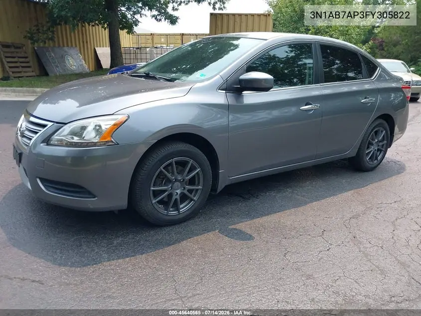 2015 Nissan Sentra Sv VIN: 3N1AB7AP3FY305822 Lot: 45640565