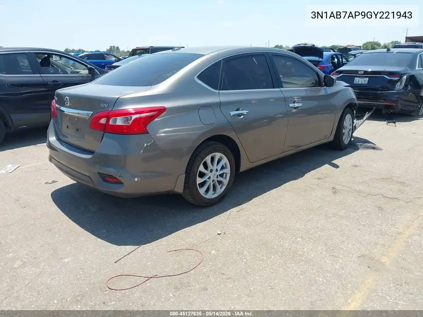 3N1AB7AP9GY221943 2016 Nissan Sentra Sv