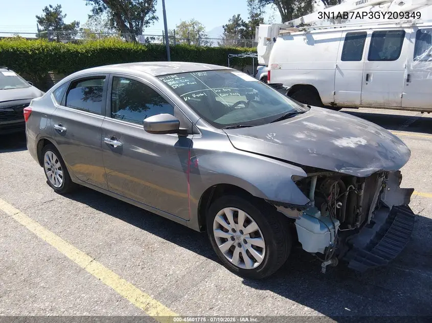 2016 Nissan Sentra Sv VIN: 3N1AB7AP3GY209349 Lot: 45601775
