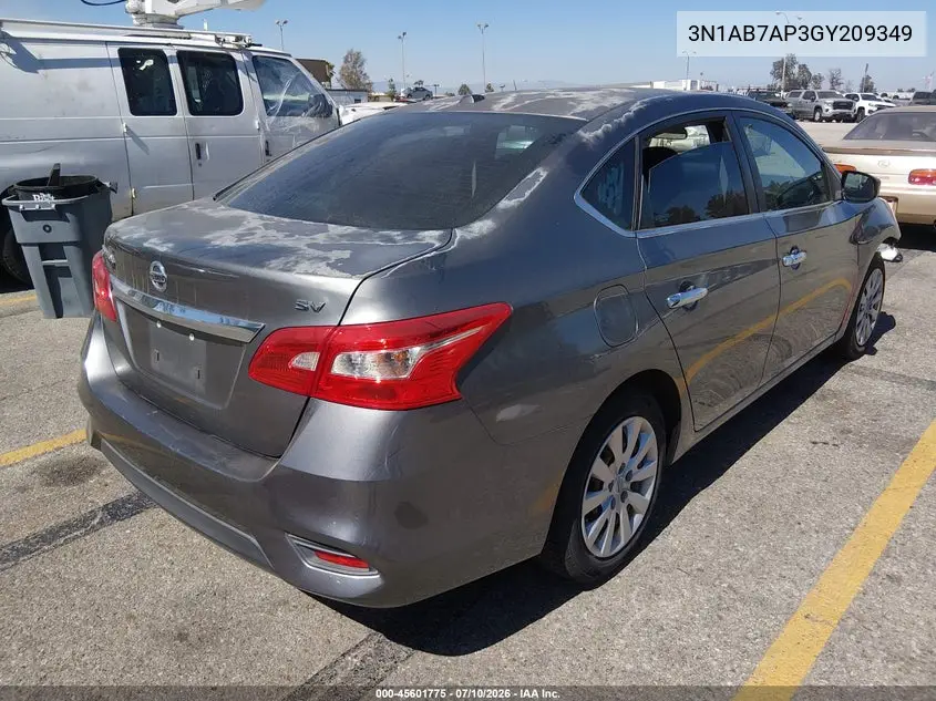 2016 Nissan Sentra Sv VIN: 3N1AB7AP3GY209349 Lot: 45601775