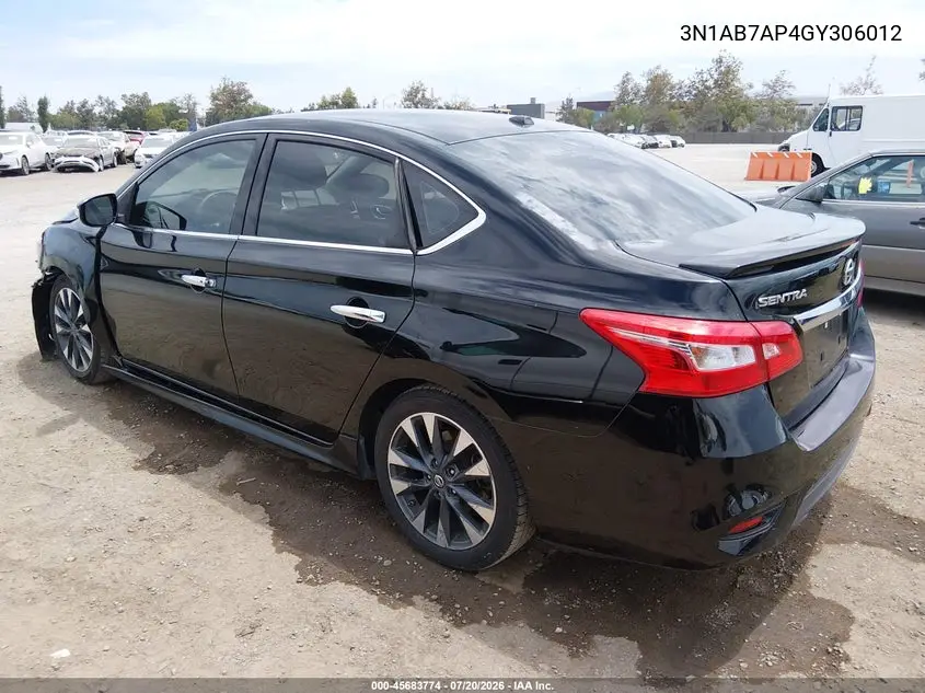 2016 Nissan Sentra Sr VIN: 3N1AB7AP4GY306012 Lot: 45683774