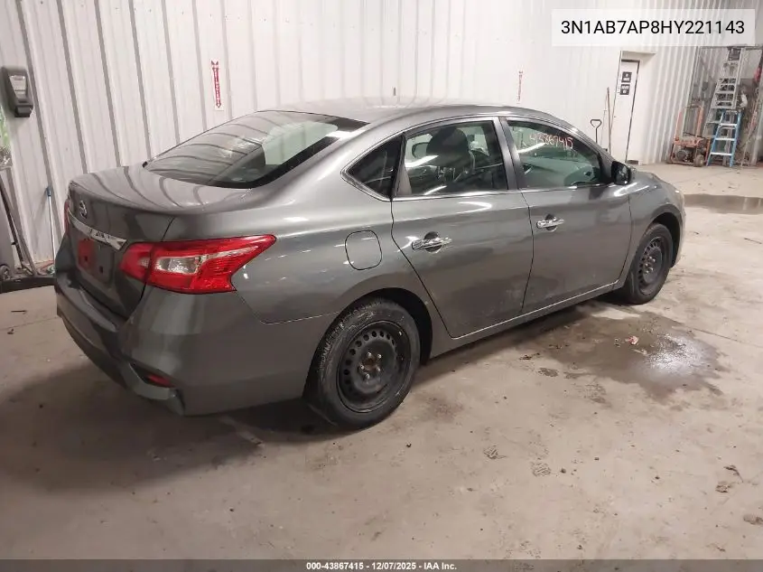 3N1AB7AP8HY221143 2017 Nissan Sentra S