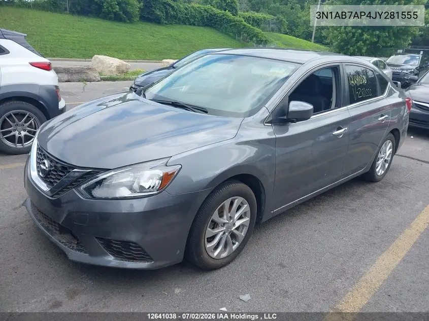 2018 Nissan Sentra 1.8 S/1.8 Sv/1.8 Sv Midnight Edition VIN: 3N1AB7AP4JY281555 Lot: 12641038X