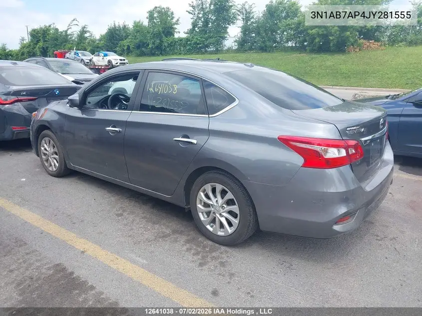 2018 Nissan Sentra 1.8 S/1.8 Sv/1.8 Sv Midnight Edition VIN: 3N1AB7AP4JY281555 Lot: 12641038X