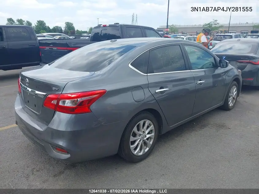 2018 Nissan Sentra 1.8 S/1.8 Sv/1.8 Sv Midnight Edition VIN: 3N1AB7AP4JY281555 Lot: 12641038X