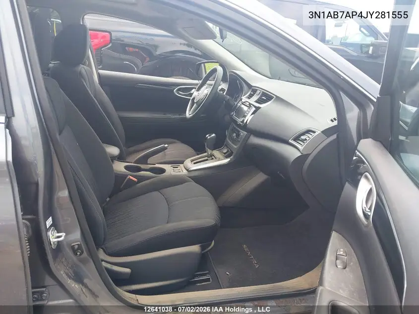 2018 Nissan Sentra 1.8 S/1.8 Sv/1.8 Sv Midnight Edition VIN: 3N1AB7AP4JY281555 Lot: 12641038X