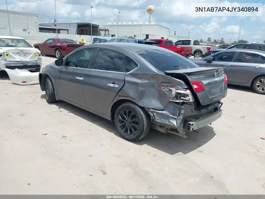 2018 Nissan Sentra S VIN: 3N1AB7AP4JY340894 Lot: 45342533