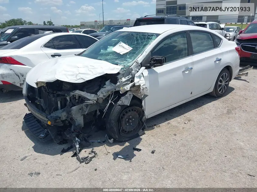 2018 Nissan Sentra S VIN: 3N1AB7AP6JY201933 Lot: 45586647