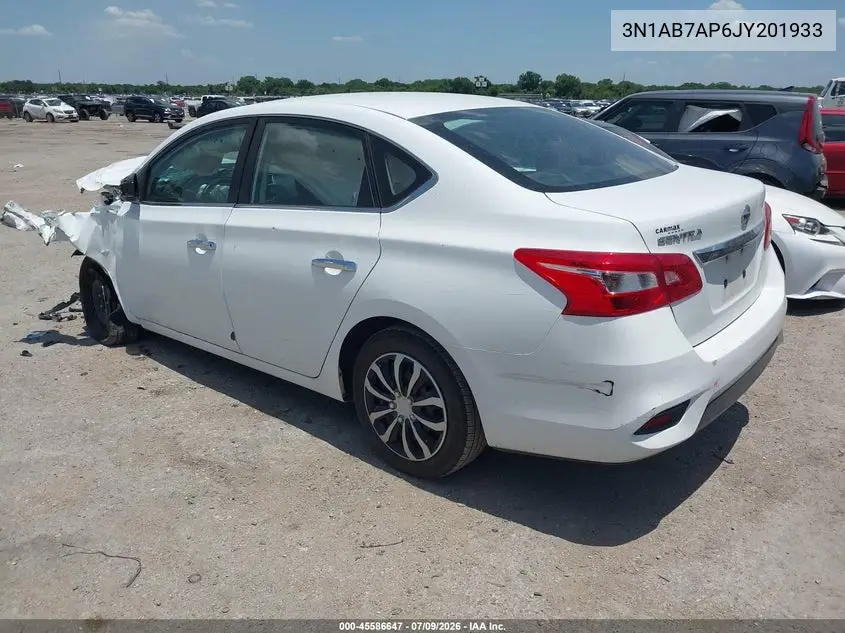 2018 Nissan Sentra S VIN: 3N1AB7AP6JY201933 Lot: 45586647