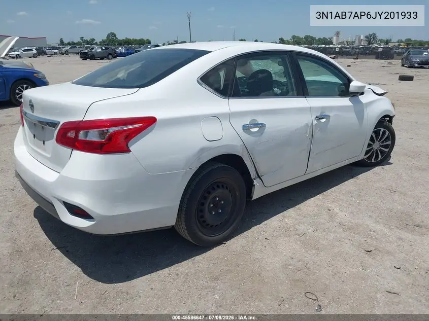2018 Nissan Sentra S VIN: 3N1AB7AP6JY201933 Lot: 45586647