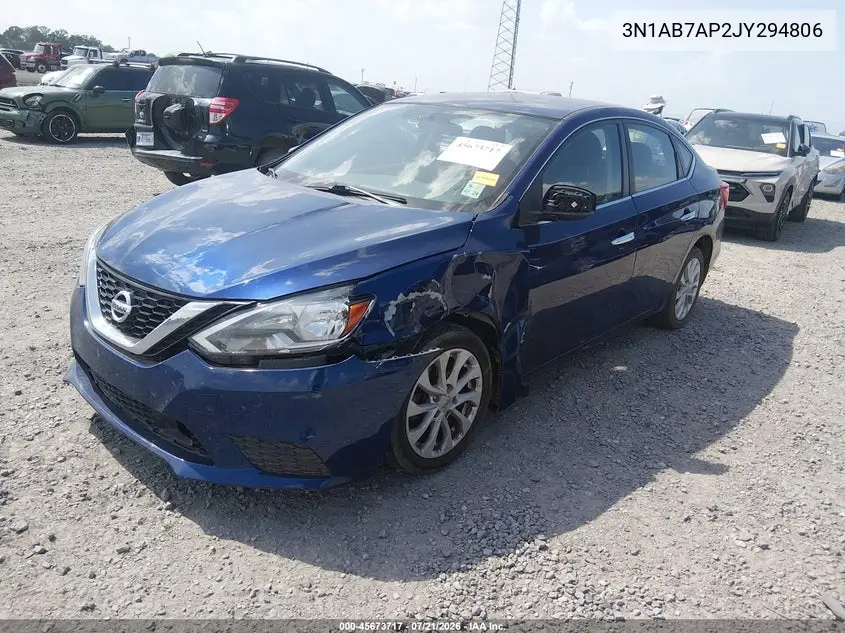2018 Nissan Sentra Sv VIN: 3N1AB7AP2JY294806 Lot: 45673717