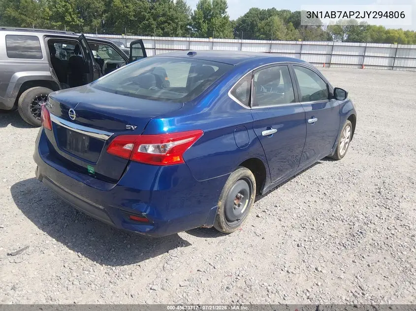 2018 Nissan Sentra Sv VIN: 3N1AB7AP2JY294806 Lot: 45673717