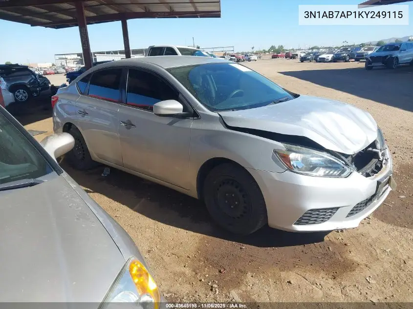 3N1AB7AP1KY249115 2019 Nissan Sentra S