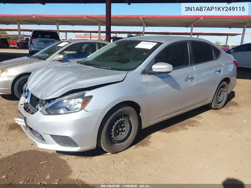 3N1AB7AP1KY249115 2019 Nissan Sentra S