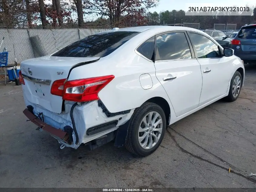 3N1AB7AP3KY321013 2019 Nissan Sentra Sv