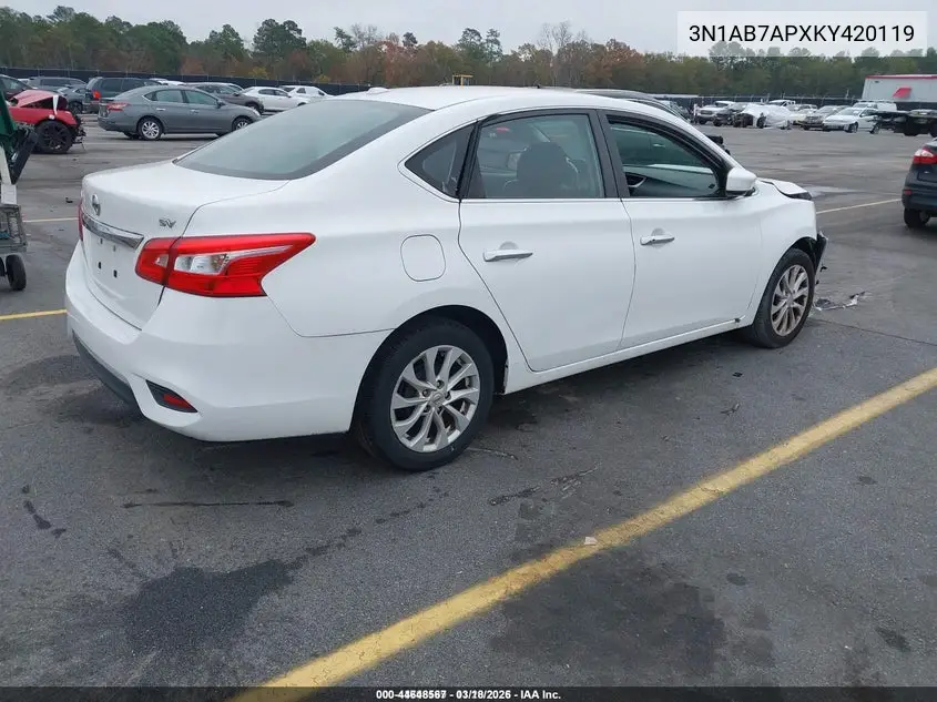 3N1AB7APXKY420119 2019 Nissan Sentra Sv