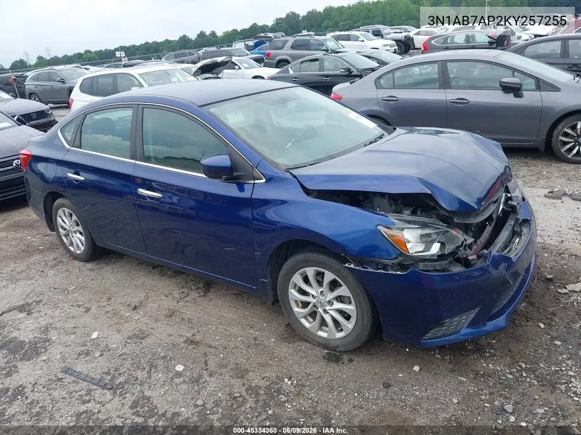 2019 Nissan Sentra Sv VIN: 3N1AB7AP2KY257255 Lot: 45334360