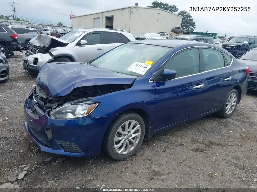 2019 Nissan Sentra Sv VIN: 3N1AB7AP2KY257255 Lot: 45334360