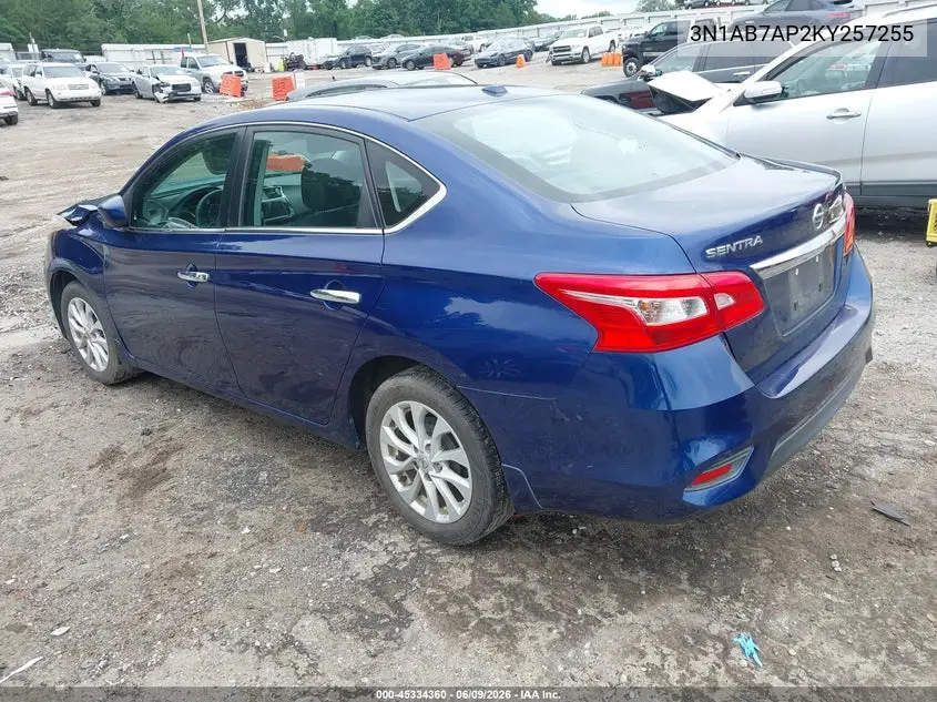 2019 Nissan Sentra Sv VIN: 3N1AB7AP2KY257255 Lot: 45334360