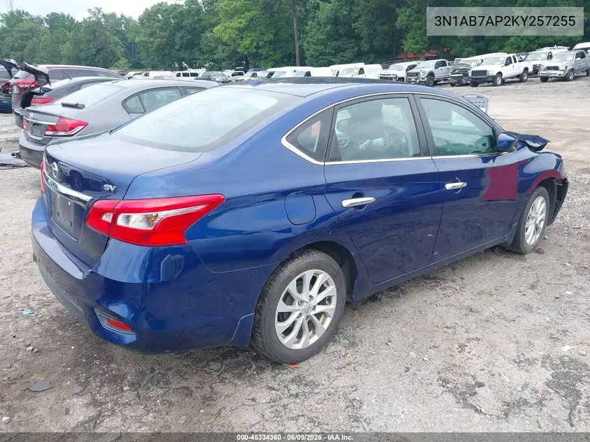 2019 Nissan Sentra Sv VIN: 3N1AB7AP2KY257255 Lot: 45334360