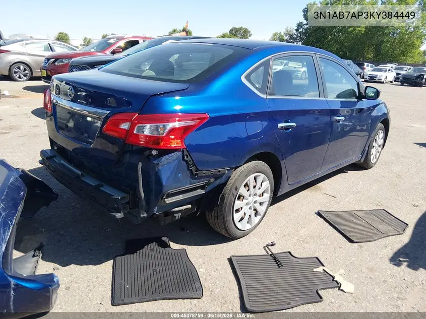 2019 Nissan Sentra S VIN: 3N1AB7AP3KY384449 Lot: 45378759