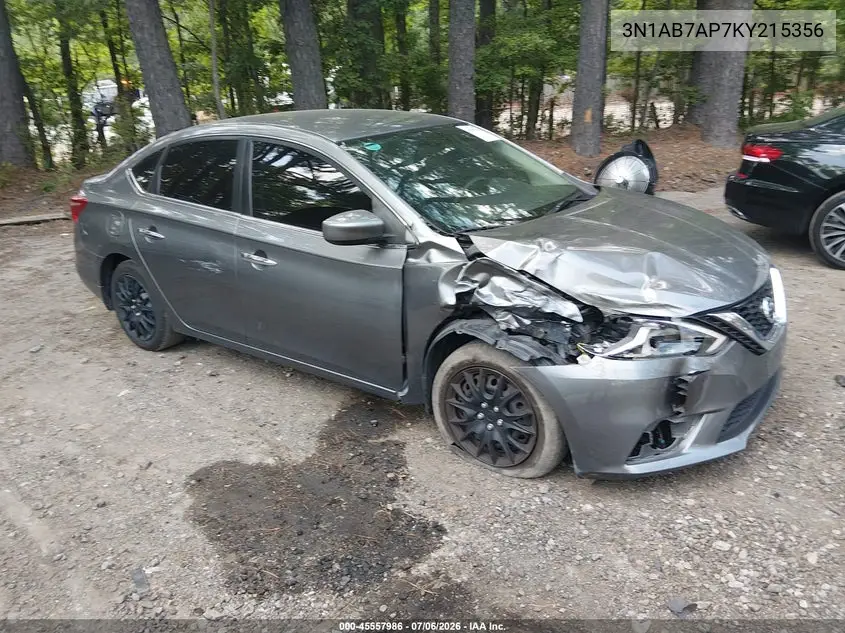 2019 Nissan Sentra S VIN: 3N1AB7AP7KY215356 Lot: 45557986