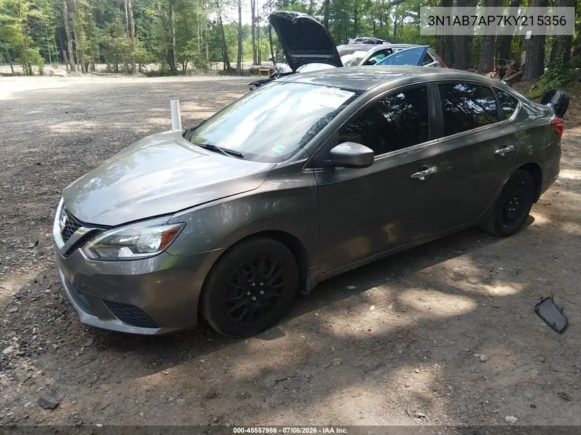 2019 Nissan Sentra S VIN: 3N1AB7AP7KY215356 Lot: 45557986