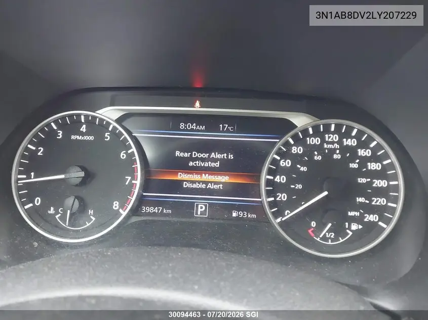 2020 Nissan Sentra Sr VIN: 3N1AB8DV2LY207229 Lot: 30094463