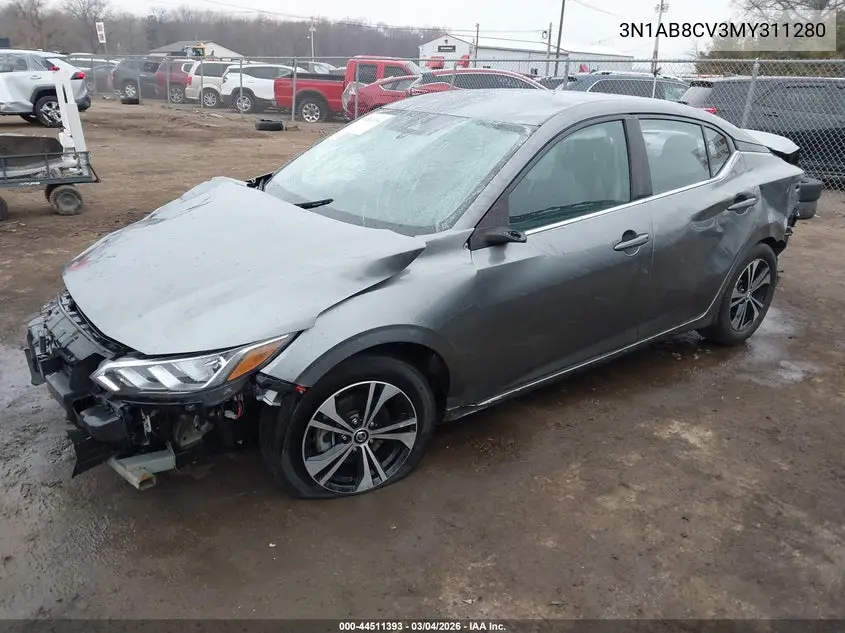 3N1AB8CV3MY311280 2021 Nissan Sentra Sv Xtronic Cvt