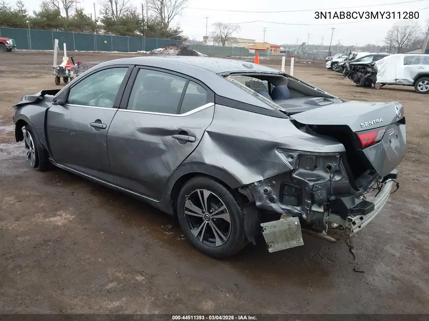 3N1AB8CV3MY311280 2021 Nissan Sentra Sv Xtronic Cvt