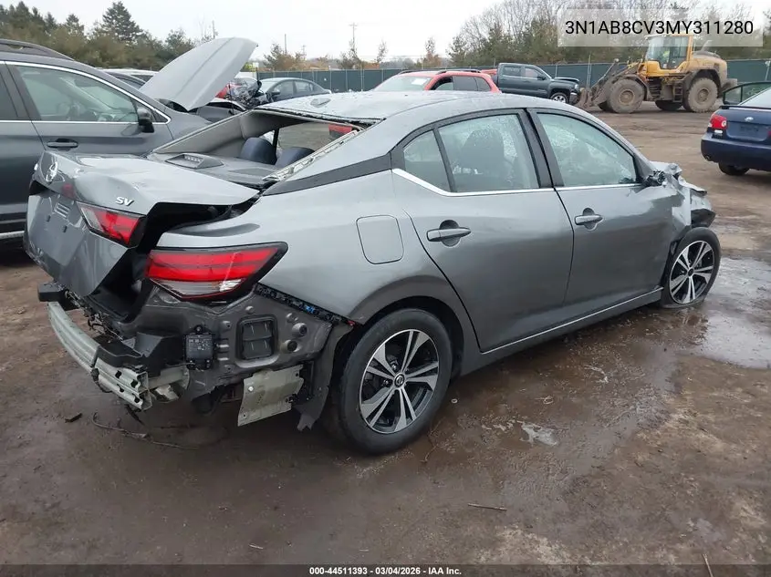 3N1AB8CV3MY311280 2021 Nissan Sentra Sv Xtronic Cvt