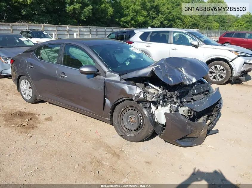 2021 Nissan Sentra S Xtronic Cvt VIN: 3N1AB8BV6MY285503 Lot: 45363250