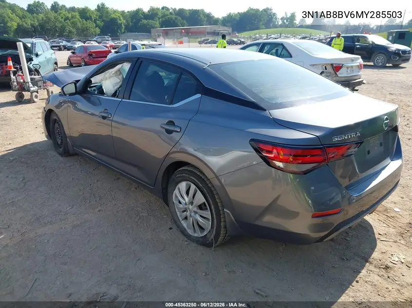 2021 Nissan Sentra S Xtronic Cvt VIN: 3N1AB8BV6MY285503 Lot: 45363250