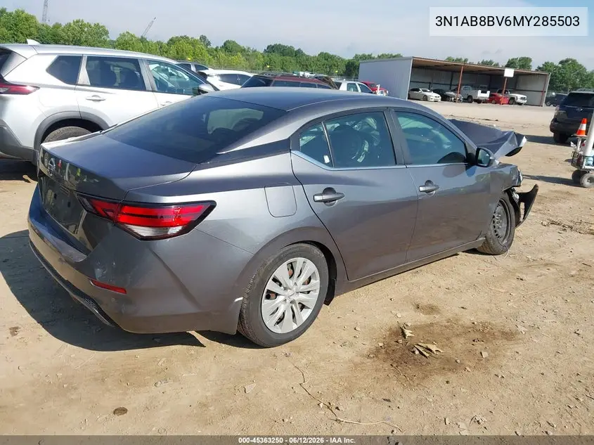2021 Nissan Sentra S Xtronic Cvt VIN: 3N1AB8BV6MY285503 Lot: 45363250